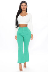 Can We Kick It Crop Flare Jeans - Kelly Green Ins Street